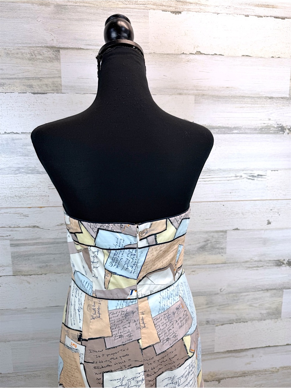 J.Crew Strapless Letter Print Dress Size 6 Cotton A-Line Mini Preppy Chic - Picture 11 of 13